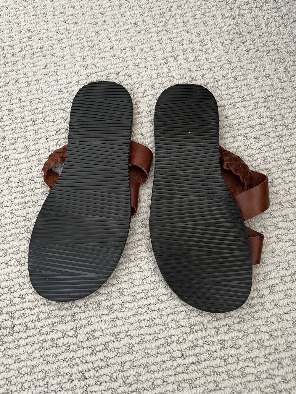 Red Tape Men's Braided Strap Brown Leather Slide Sandals Sz 10